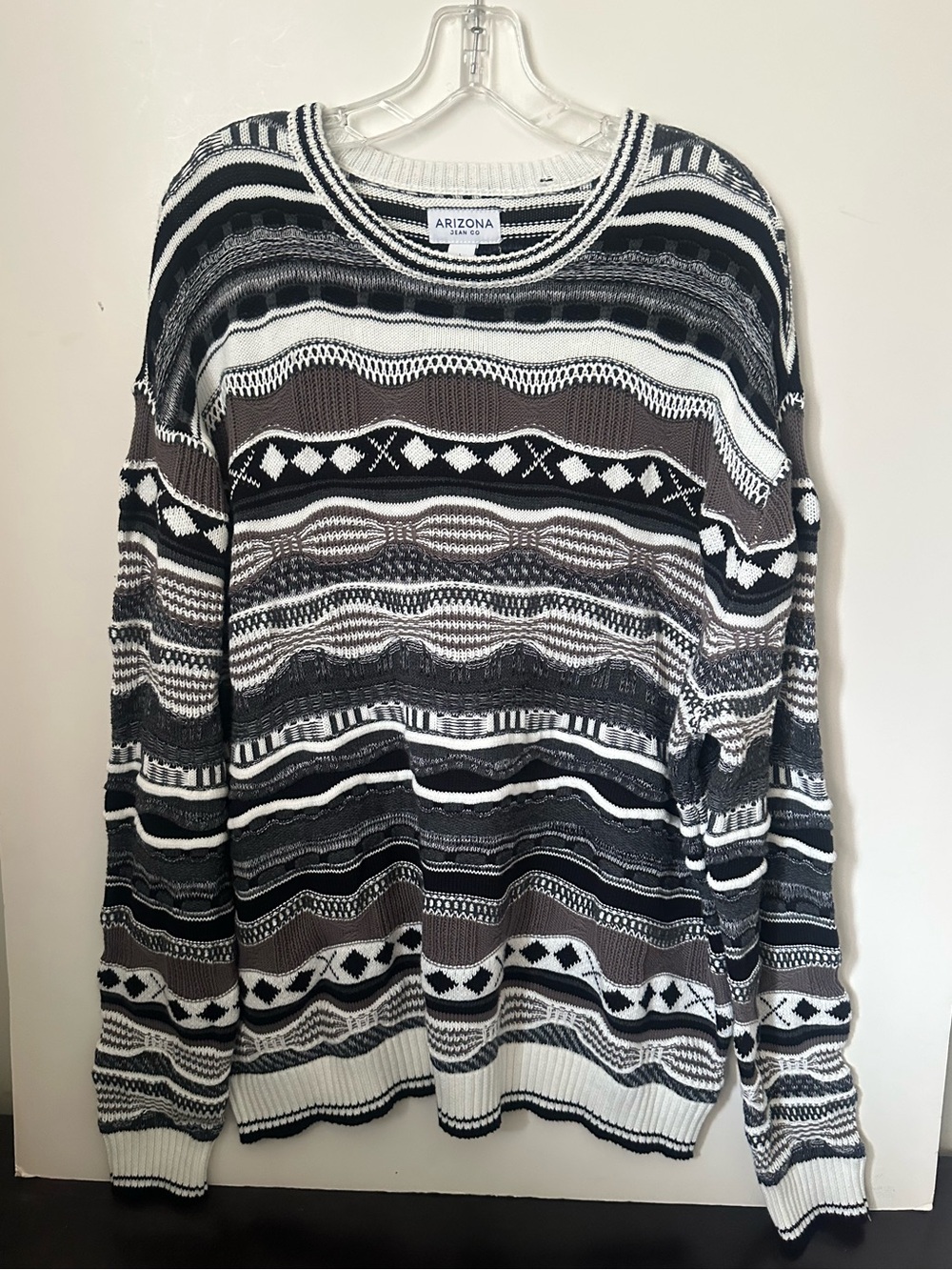 Arizona Jean Company Textured Knit pattern Men’s Relaxed Fit Crewneck Sweater ~L